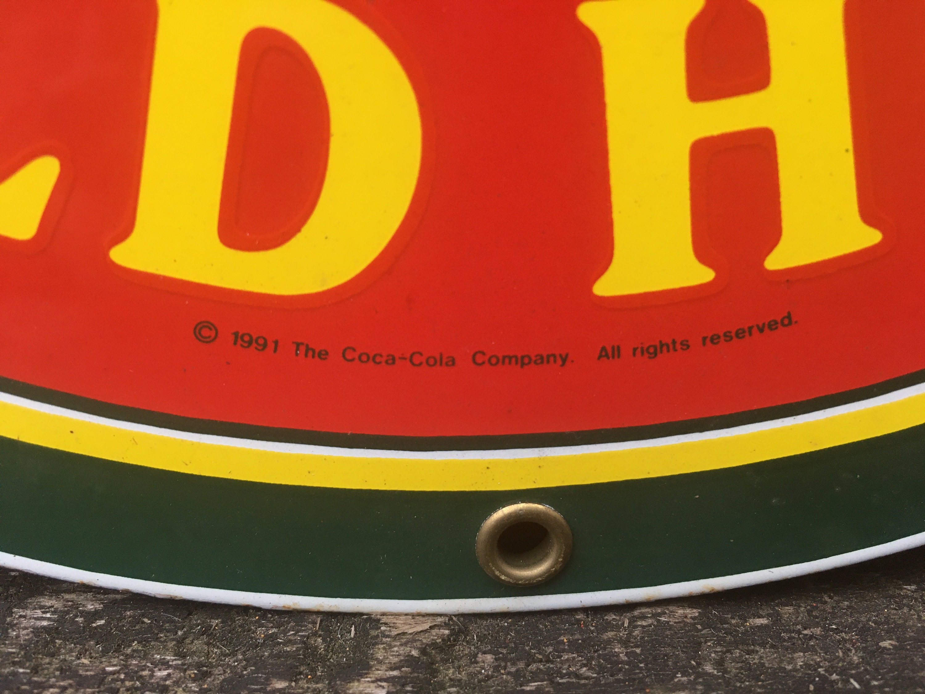 Vintage Coca Cola Porcelain Sign Coke Sign Round Ice Cold