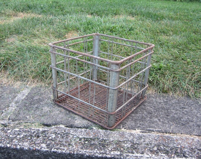Vintage Wire Basket Milk Bottle Crate Industrial Machine Age Etsy