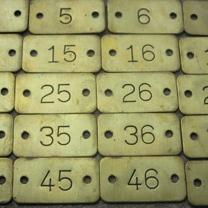 Vintage Number 1-50 Tags Choose your Number Brass Locker Tags Furniture Drawer Tags Antique Numbered Tags Stamped Original 1900s Era