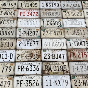 Choice of Tennessee License Plate Original Old 1960s 1970s Era Black & White Vintage License Plate Number Tag Metal TN