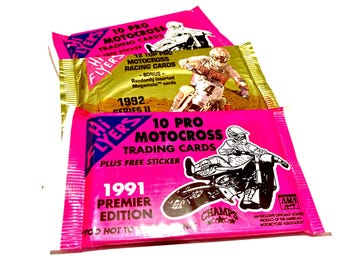 Vintage Motocross Cards Factory Sealed Unopened Packs Series 1 & 2 Dirt Bike Trading Cards Dirtbike Motorcycle AMA Hi Flyers Moto Cross