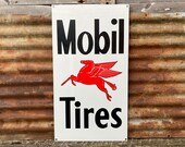 Mobil Tires Sign Pegasus MobilOil Officially Licensed Vintage Metal Sign Gas Station Mobil Oil Gasoline Large 16 1 2 x 30 Inch