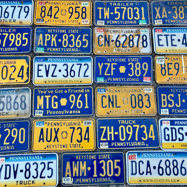 Choice Of Pennsylvania License Plate 1970s, 1980s, 1990s, 2000s Era Pa Plate Vintage Authentic Old Auto Tag Antique Car Truck Gas Station N