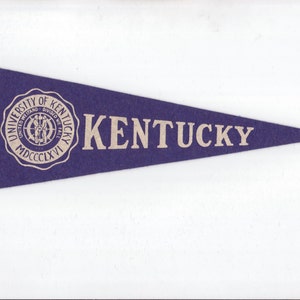 Vintage College Pennant Kentucky University 10 Inch Blue vtg Small MINI Felt School Pennant Flag 1940s-1960s Dorm Sports Decor Man Cave