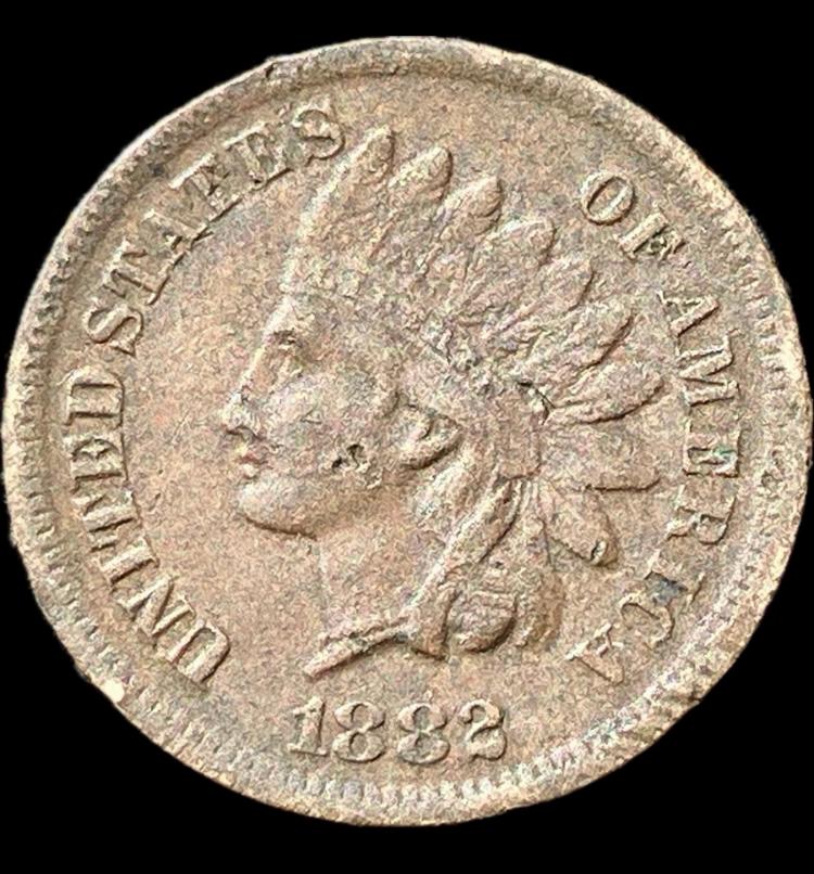 Authentic 1882 Indian Head Penny Small Cent Partial Liberty Numismatic IHC Indian Head Cents Own a Piece of American History O9