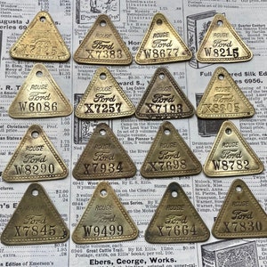 Choice of Vintage Ford Tag Ford Motor Company Rouge Plant Car Truck Auto Brass Metal Number Tag Antique Tag Keychain Stocking Stuffer Lot 02
