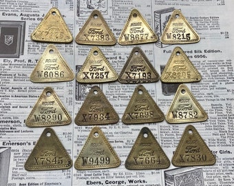 Choice of Vintage Ford Tag Ford Motor Company Rouge Plant Car Truck Auto Brass Metal Number Tag Antique Tag Keychain Stocking Stuffer Lot 02