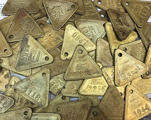 Price per Tag (1) Vintage Brass Tag Ford Motor Company Aged