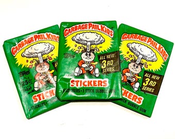 Vintage Garbage Pail Kids 3rd Series Sticker Card Packs 1986 Series 3 Cards 80s 3rd Series GPK 1980s Wax Pack Trading Cards