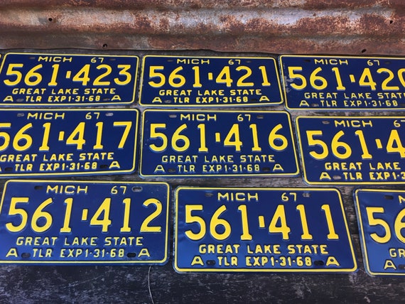 Choice of Michigan License Plate 1967 Vintage License Plate Great Choice of Michigan License Plate 1967 Vintage License Plate Great