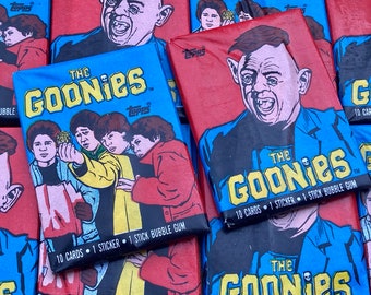 The Goonies Movie Cards Topps 1985 Pack of Cards 1980s Cult Classic Film Sloth or Goonies Wrapper