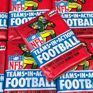 Authentic Vintage 1980 Fleer Football Cards Unopened Pack Of Cards From the 1980s NFL Teams in Action Cards Bubble Gum Trading Cards