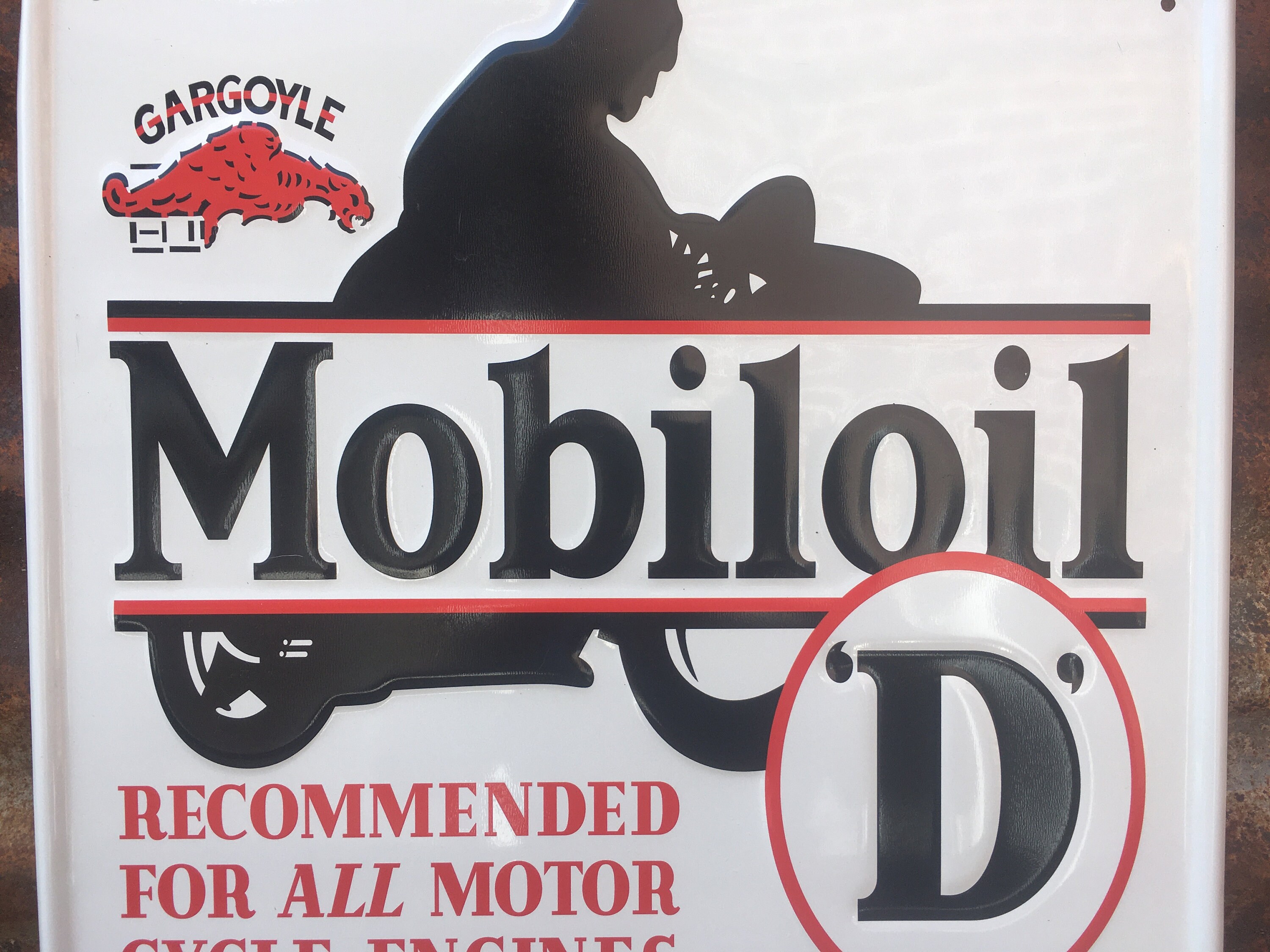 Reproduction Sign Mobiloil Gargoyle Mobil Oil 15x15 Inch Vintage
