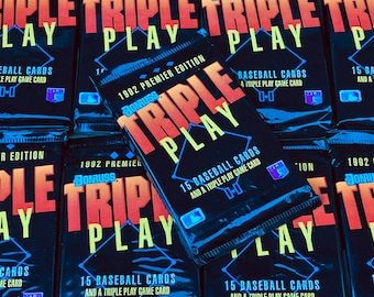 Authentic Original Vintage Baseball Cards Donruss Triple Play 1992 MLB Unopened Pack of Cards 80s Wax Pack 15 Cards per Pack