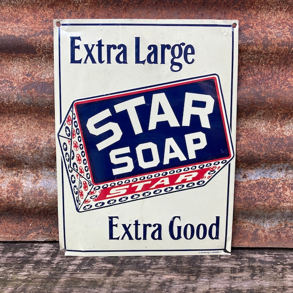 Vintage Star Soap Sign Tin Metal Sign 9x12 Inch tin tacker Bathroom Advertising Laundry Soap