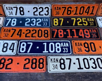 License Plate Kansas 1936, 1934, 1933, 1937, 1932, 1935, Vintage License Plate License Plate Old Auto Antique Repainted Restored