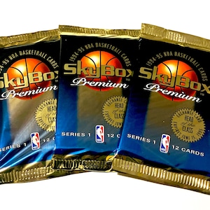 Vintage Basketball Cards Skybox NBA 1994 1995 Seasons Unopened Pack of Trading Cards 90s Foil Pack 1990s Series 1 Sealed Packs