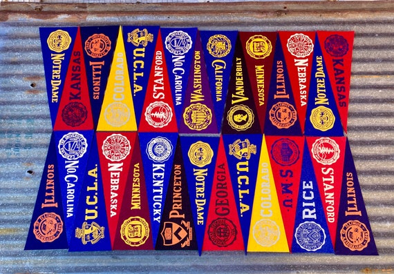Lot of 30 Vintage College Pennant Collection of Schools MINI 9 - Etsy