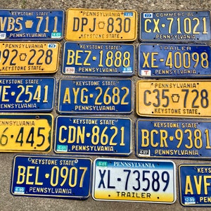 Choice of Pennsylvania License Plate 1970s, 1980s, 1990s, 2000s Era Pa