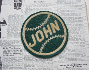 Vintage Name Patch JOHN Baseball Price per (1) Patch 1950s Era Felt Varsity High School Jacket Coat Patch College Sports 50s Vintage Felt