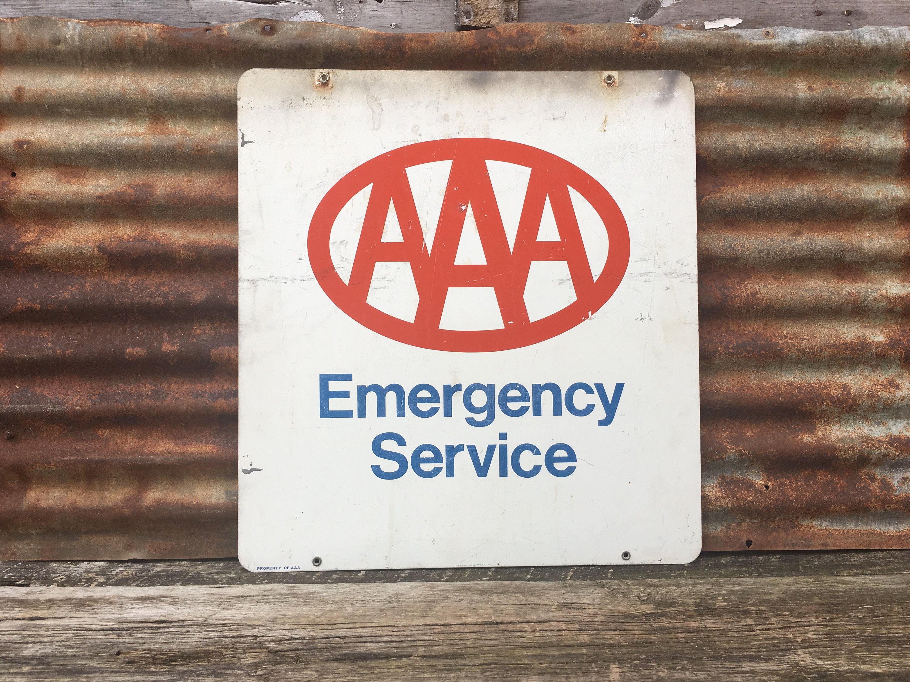 ビンテージU.S.Aサイン Vintage Metal Sign AAA Triple A Road Sign Gas Station Oil Vintage