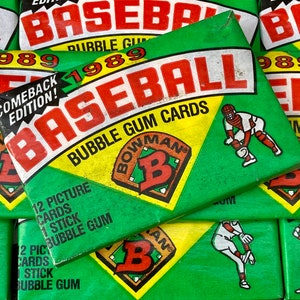 Vintage Baseball Cards Pack Unopened Bowman Topps 1989 MLB Pack Of Cards Topps  Never Opened Cards 80s 90s Wax Pack 1980s Nostalgic Retro