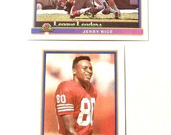 Lot of 2 Authentic Jerry Rice Card NFL Football 1991 Bowman Number 274 and 470 Pack Fresh Mint! Stocking Stuffer