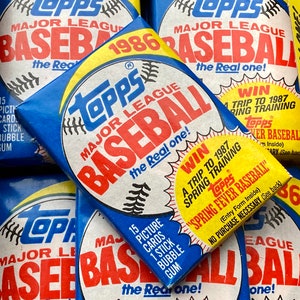Vintage Baseball Cards Unopened Topps 1986 MLB Pack Of Cards Topps Never Opened Cards 80s Wax Pack 1980s Nostalgic Retro