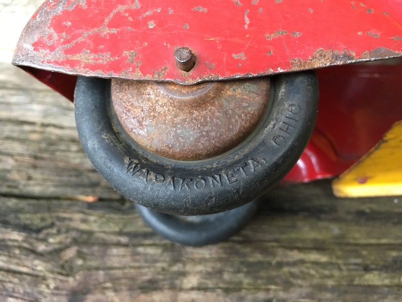 Vintage Metal Toy Truck Turner Toys Wapakaneta Ohio 1940s era Pressed Steel Truck Cab Delivery large 18 12 Inch Aged Old Toy Vehicle Old