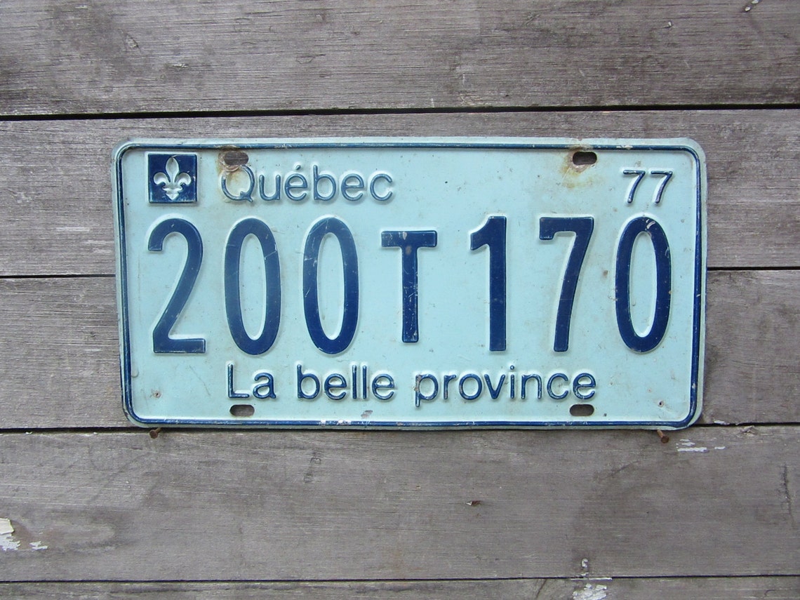 Vintage License Plate Quebec Canada La Belle 1977 Blue Fleur Etsy