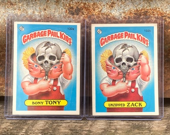 Vintage Garbage Pail Kids Bony Tony & Unzipped Jack Original Series 4 Card 132a 132b GPK Sticker Cards Topps Trading Card 1980s VTG 1986 M