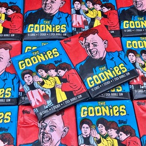 Authentic The Goonies Movie Cards Topps 1985 Pack of Cards 1980s Cult Classic Film Sloth or Goonies Wrapper Treasure Hunting Trading Cards