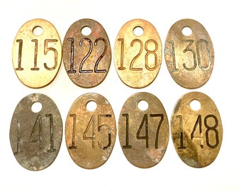 Choice Number Tag 115, 122, 128, 130, 141, 145, 147, 148 Cattle Tag Vintage Brass Tag Livestock ID Tag Keychain Fob Number Key Fob A