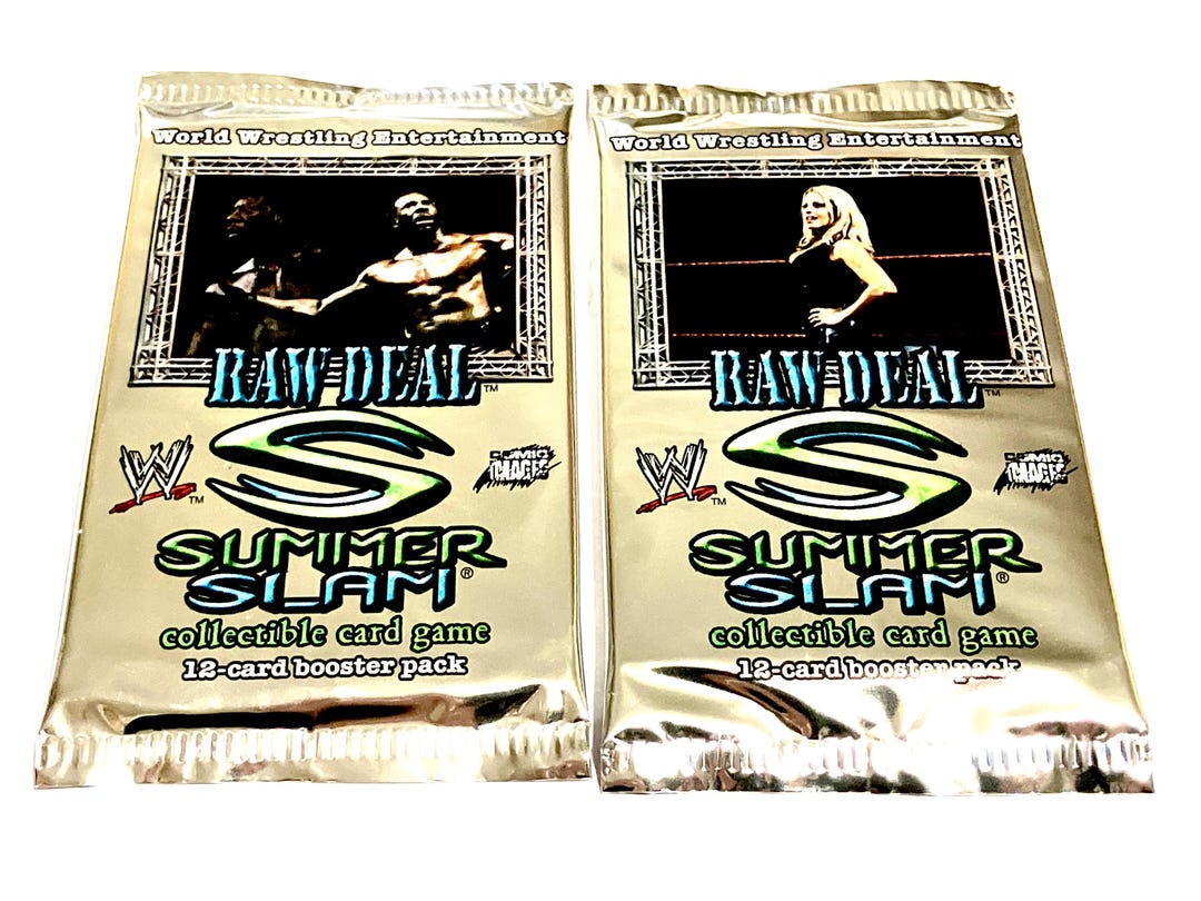 wwe raw deal booster box Vintage WWF Card Packs Summer Slam Comic Images Pack Card Game Cards World Wrestling Federation Y2K 2002 Wrestlers CCG WWE Raw Deal Collectible Card Games next expansion Insurrection is hot! Raw Deal: Survivor Series 2