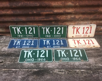 Ohio License Plate 1961, 1968, 1967, 1964 Vintage Antique License Plate Vehicle Auto Tags B