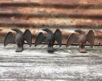 3 Cast Iron Eagles Snow Bird Guard Primitive Antique Metal Snow Guard Snow Bird Rusted Metal Old Metal Snow Guards Eagles Vintage Old