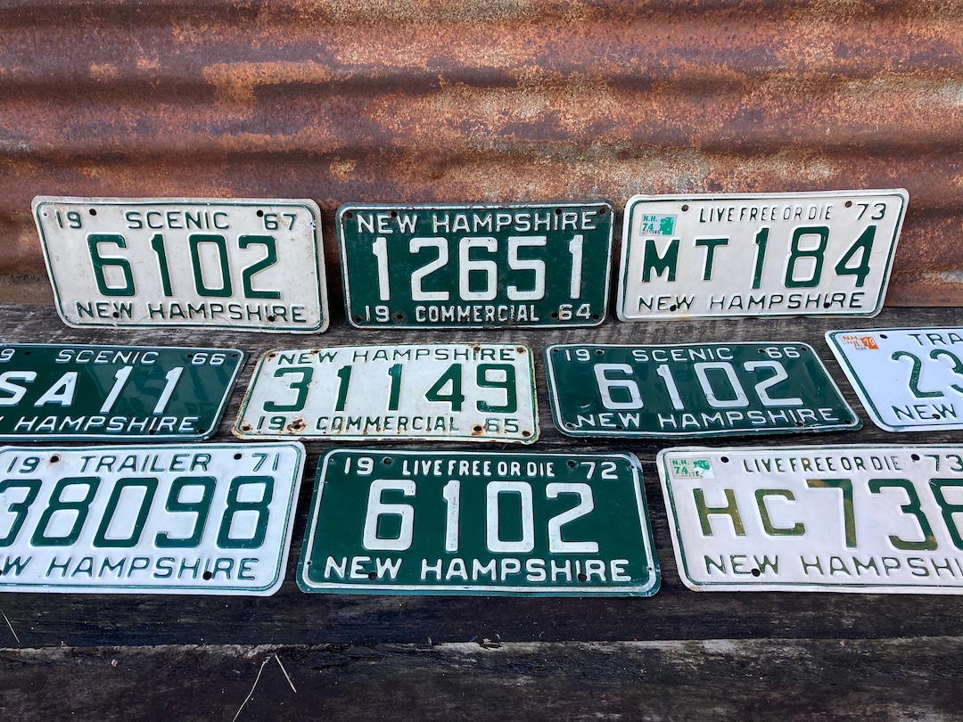Choice of New Hampshire License Plate 1967, 1964, 1973, 1974, 1966