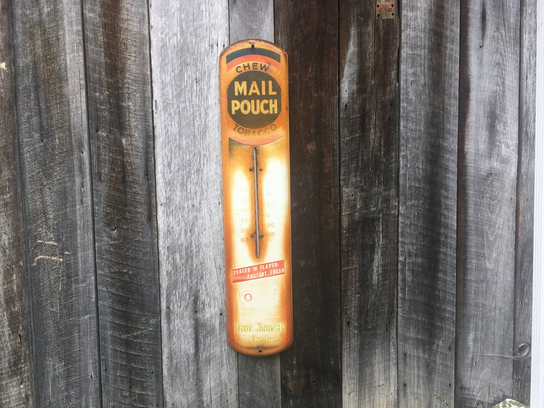 Vintage Mail Pouch Thermometer Sign Full Size 39 Inch Tobacco Etsy