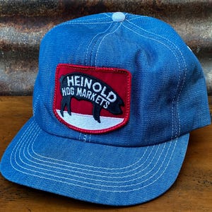 Authentic Vintage Heinold Hog Markets Hat Advertising Cap 1980s Fashion Men’s Hat Adjustable Snap Back Trucker Hat Farmers Hat