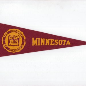 Vintage College Pennant MINNESOTA University 10 Inch Small MINI vtg Felt School Pennant Flag 1940s-1960s Dorm Sports Decor Man Cave