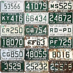 Choice Of New Hampshire License Plate Vintage 1975, 1977, 1968, 1961, 1973, 1971, 1960, 1974, 1964, 1970, 1965, 1957, 1972, 1962, 1967 F
