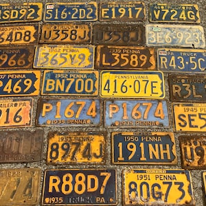 Choice Of Pennsylvania License Plates 1930s, 1940s, 1950s Vintage Authentic Old Auto Tags Antique License Plate j5