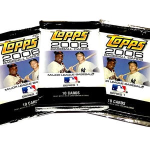Authentic Vintage Baseball Cards Unopened Topps 2006 MLB Pack Of Cards Topps UnOpened Cards Wax Pack 10 Cards per Pack