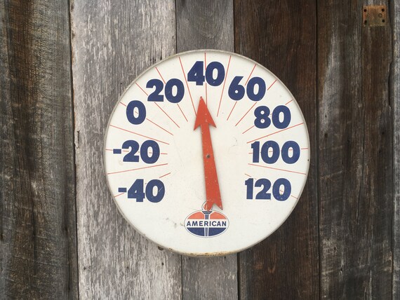 ESSO POPULAR METAL AND WOOD THERMOMETER.GARAGE,OIL,ESSO PETROL,RETRO.