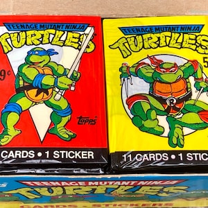 2 Packs of Teenage Mutant Ninja Turtle Cards Original Series Vintage Cards 1990 Unopened Pack Cards 80s Wax Pack 1980s 1990s TMNT Topps