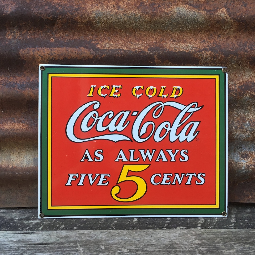 Vintage Coca Cola Sign Coke Sign 1930s Style Porcelain Sign Enamel