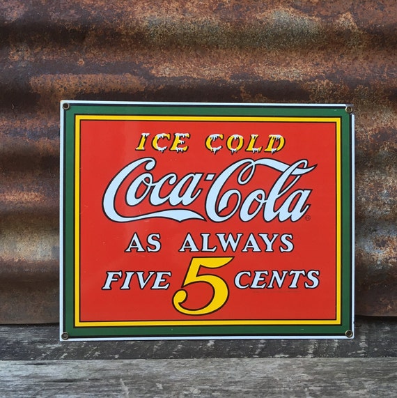Vintage Coca Cola Sign Coke Sign 1930s Style Porcelain Sign Enamel