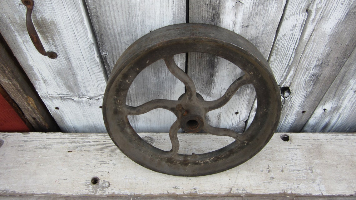 Antique Iron Wheel Salvaged Old Farm Wheel Metal Round Etsy