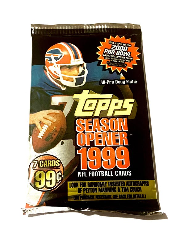 Vintage Football Cards Topps 1999 Opening Day Pack Of Cards Unopened Sealed  Pack of Cards 90s Pack 1990s NFL Possible Manning Autograph