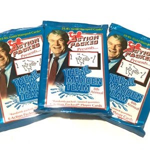 John Madden Football Packs of Cards NFL All Madden Action Packed Card Unopened NOS 1990s Nostalgic National Football League 1992